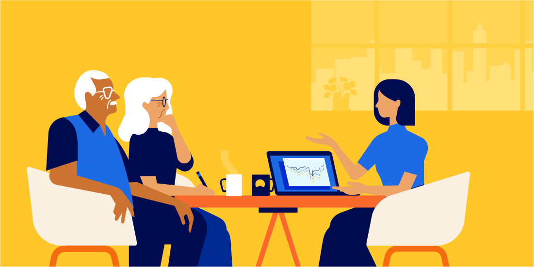 A couple meeting with a financial advisor